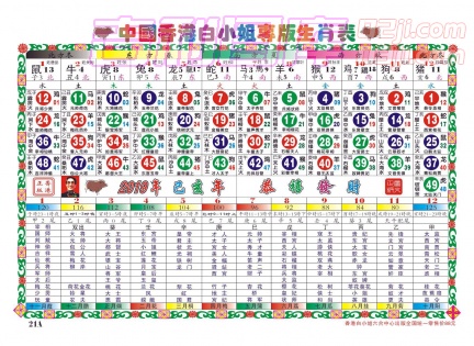 [201941]白姐专版生肖表(正面)